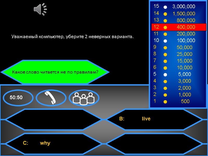 Какое слово читается не по правилам?  Уважаемый компьютер, уберите 2 неверных варианта.
